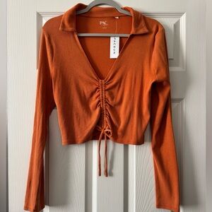 PacSun Burnt Orange Ribbed Polo Top ✨NEW